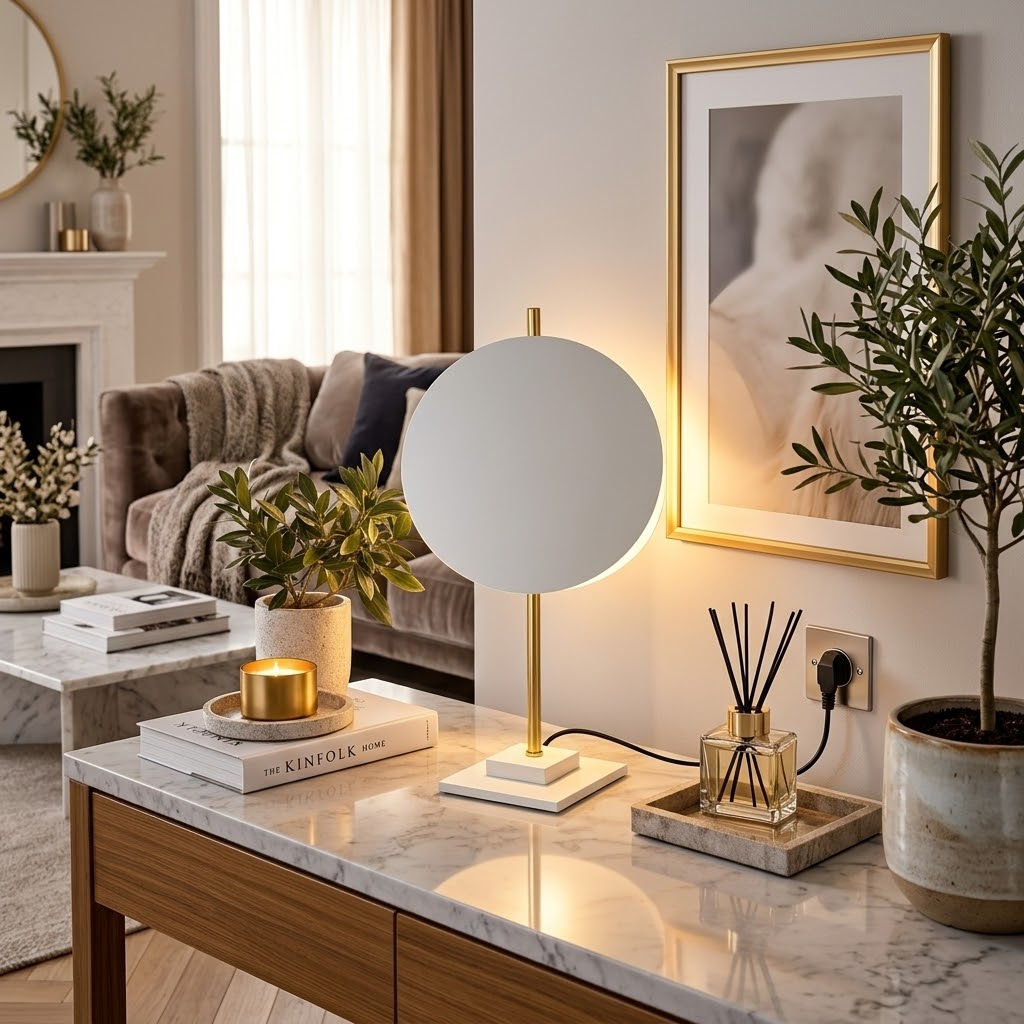 Sculptural Gold And White Table Lamp