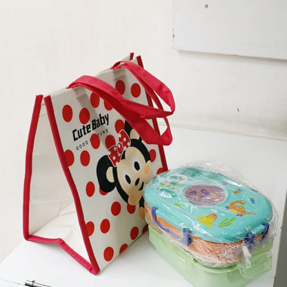 Linen Insulated Lunch Bag with Flap Closure