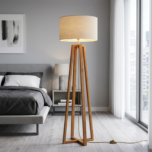Wooden Tripod Floor Lamp