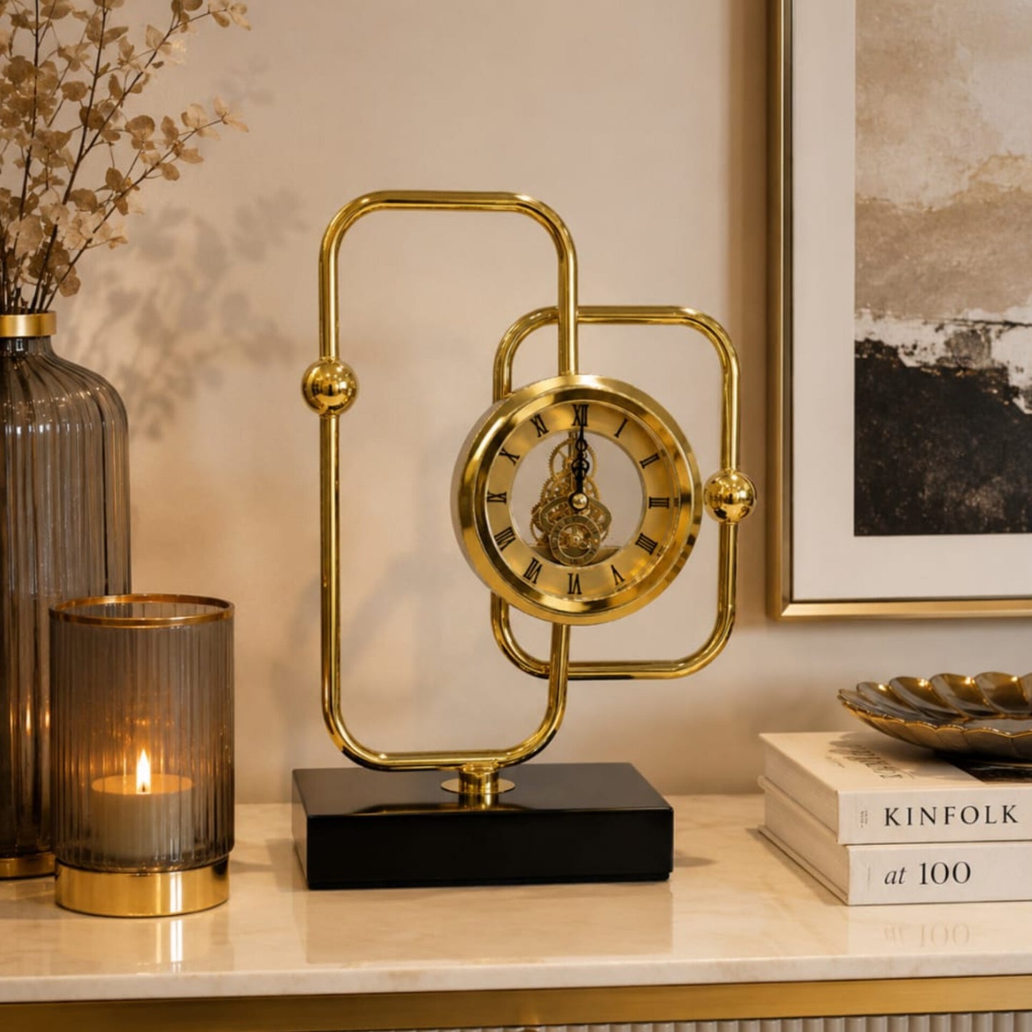 Gold Brass Decorative Desktop Clock
