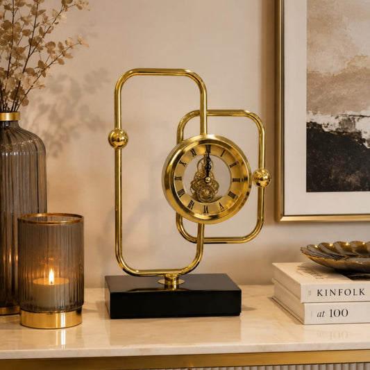 Gold Brass Decorative Desktop Clock