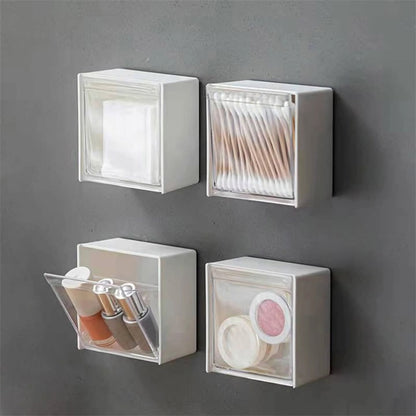 2pcs set plastic wall mounted storage dustproof bathroom organizer