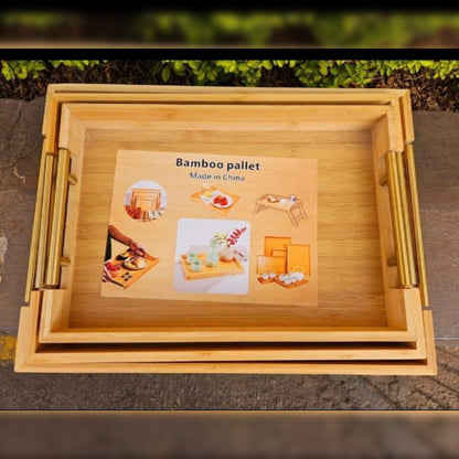 3 In 1 Bamboo Serving Tray Set
