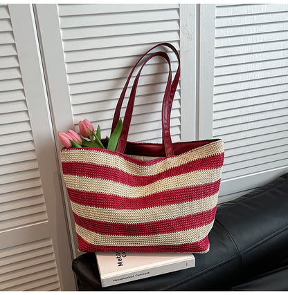 Women Handmade Bohemian Striped Tote Handbag