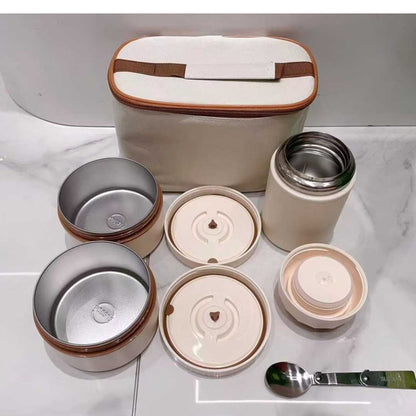 3 Tier Insulated Lunch Box Set With Thermal Bag And Cutlery