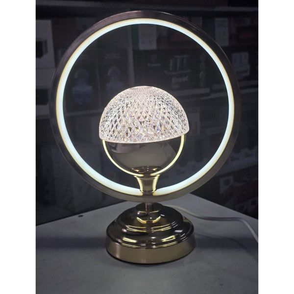 Round Golden Frosted Glass LED Table Lamp