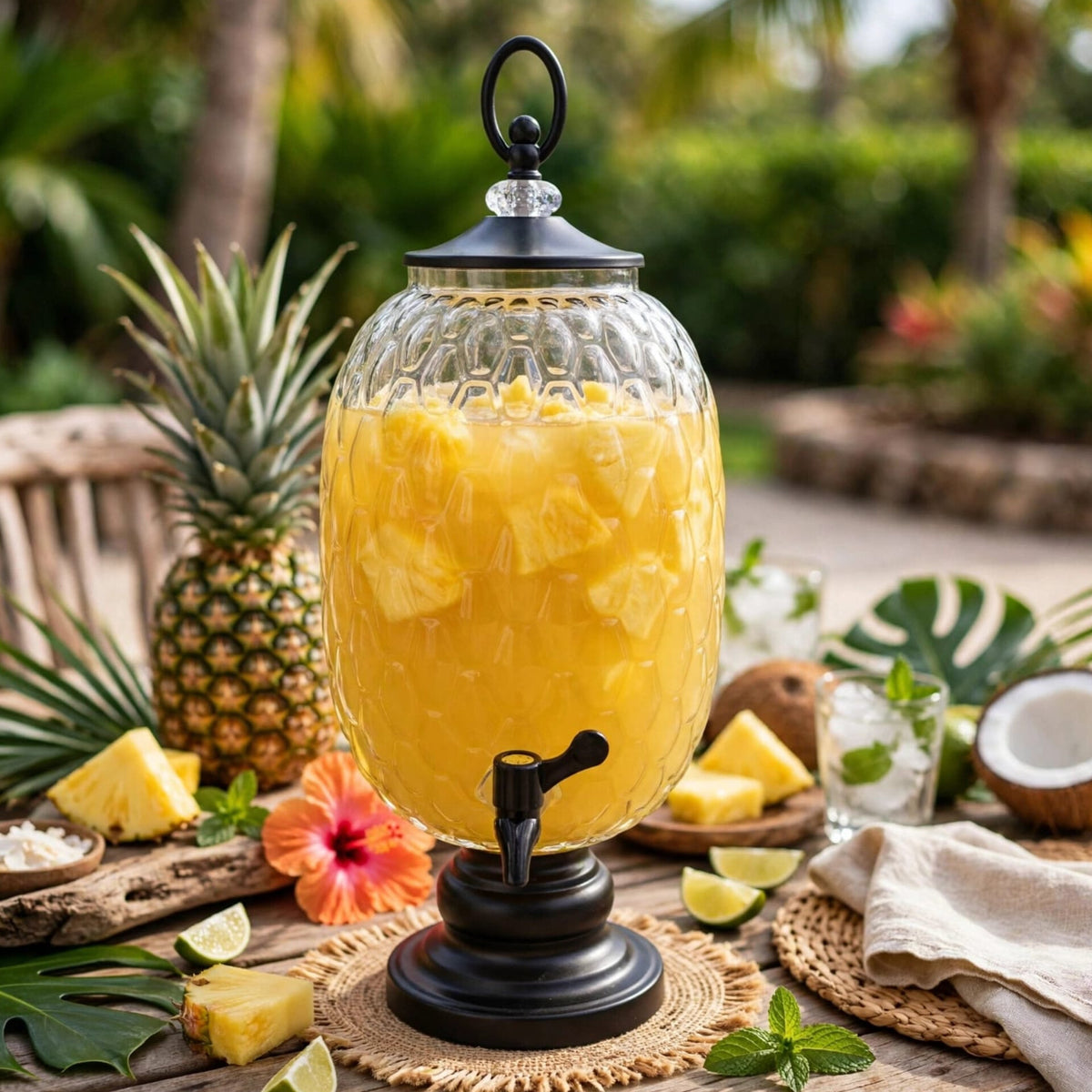 6L Glass Dispenser With Black Base And Lid