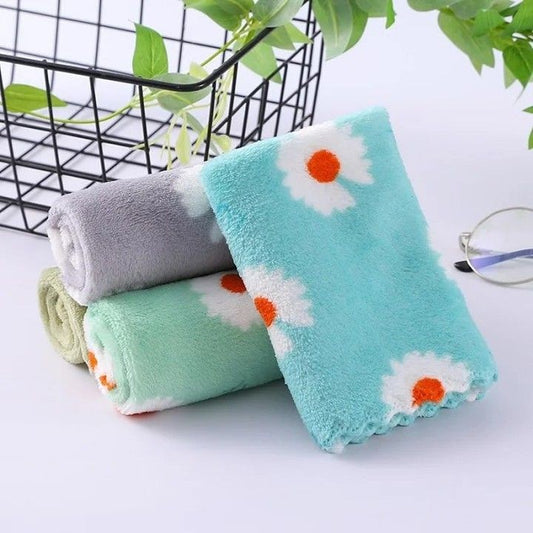 5pc Coral fleece square soft absorbent cloth