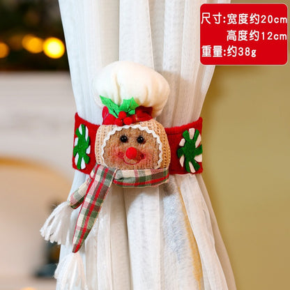 Festive Cookie Man Curtain Tiebacks Holiday Decor -Pair