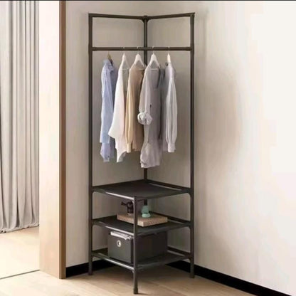 3 Layer Metallic L Shaped Corner Coat Rack