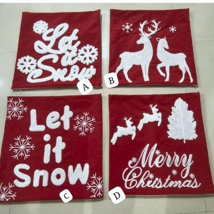 Embossed Christmas Throw Pillow Cover