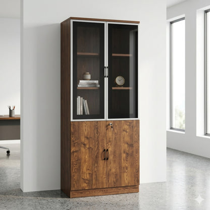 Walnut Wood Grain Document and Display Cabinet