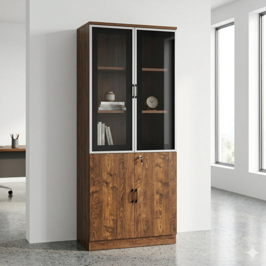 Walnut Wood Grain Document and Display Cabinet