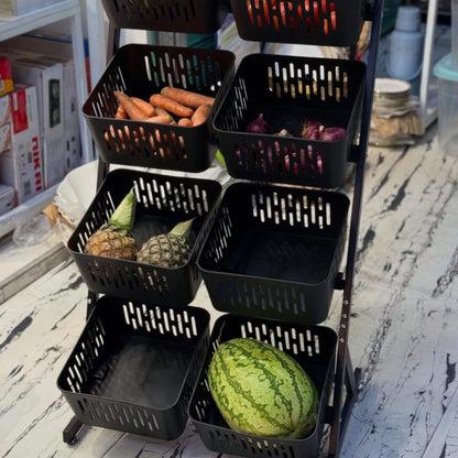 4-Tier 8-Basket Kitchen Fruit and Vegetable Storage Trolley