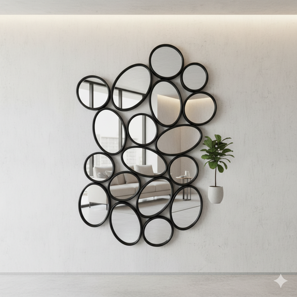 16 Piece Contemporary Bubble Cluster Decorative Wall Mirror