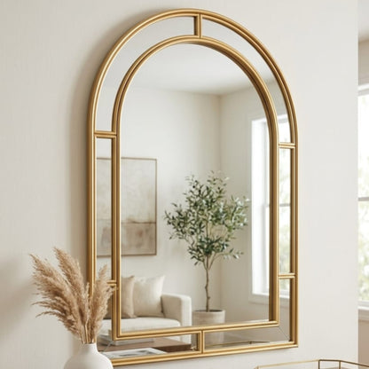 Arched Gold Frame Decorative Wall Mirror