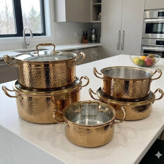 10Pcs Gold Stainless Steel Cookware Set