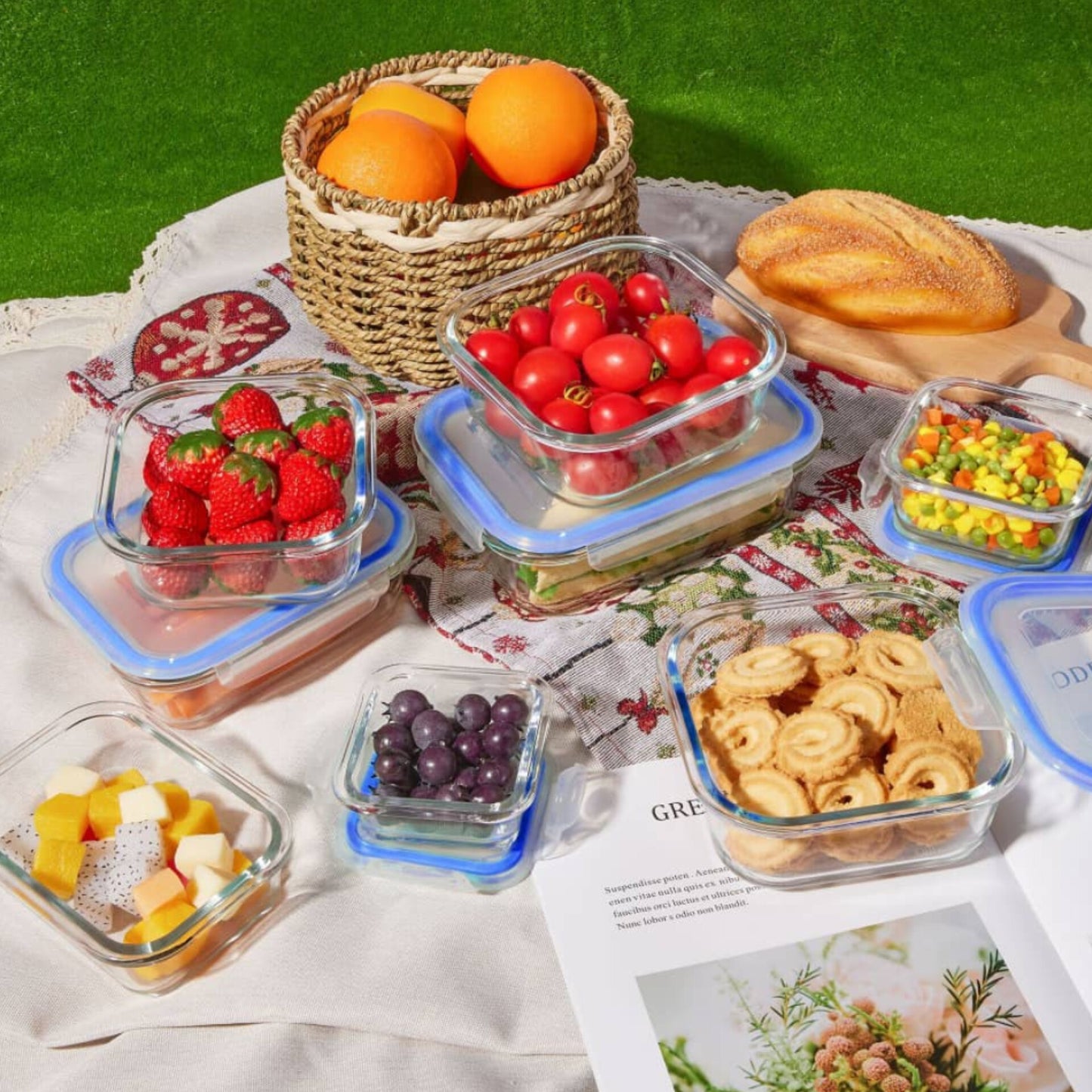8 Pack Glass Food Storage Containers with Airtight Lids