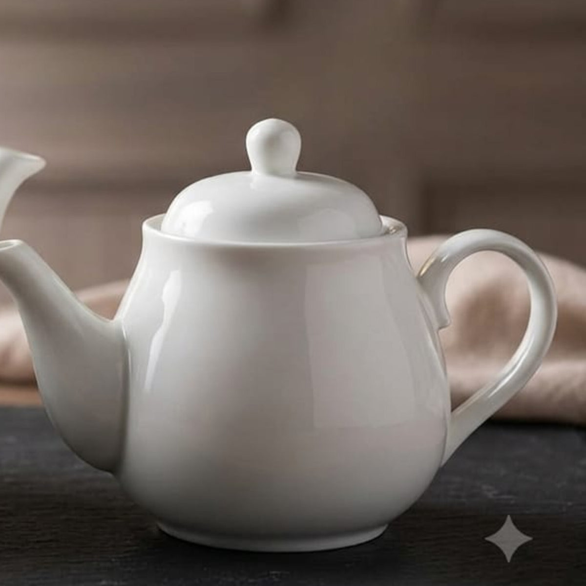 Ceramic Round White Kettle