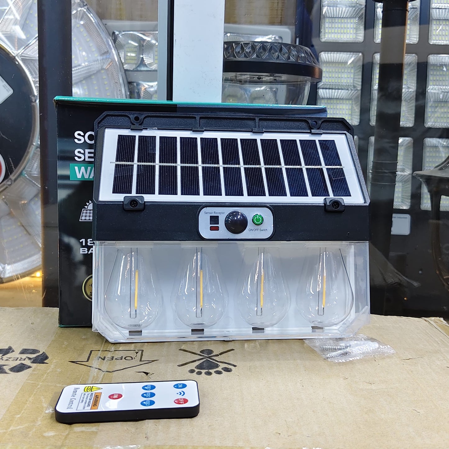 Four Bulb Solar Motion Sensor Wall Light