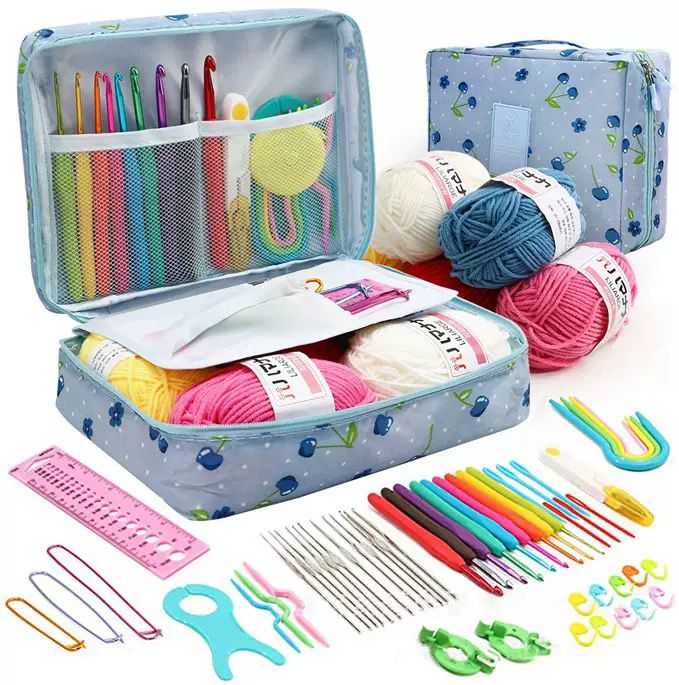 59 Piece Portable Crochet Hook and Accessory Set