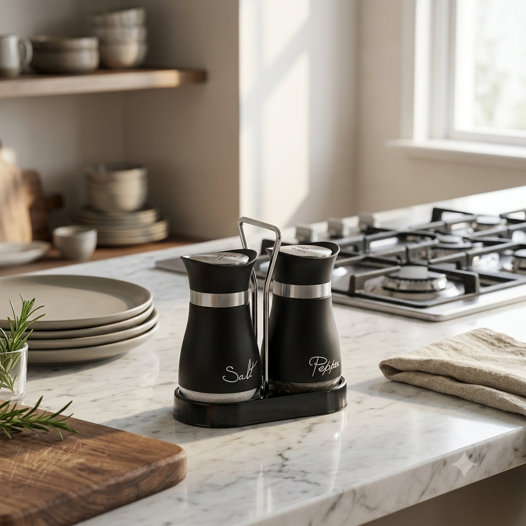 Seasoning Glass Salt and Pepper Shaker Set with Holder