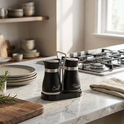 Seasoning Glass Salt and Pepper Shaker Set with Holder