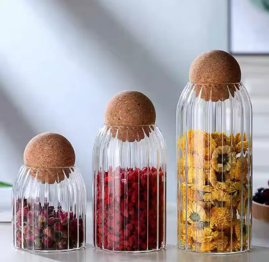 3Pcs glass spice cereal containers 