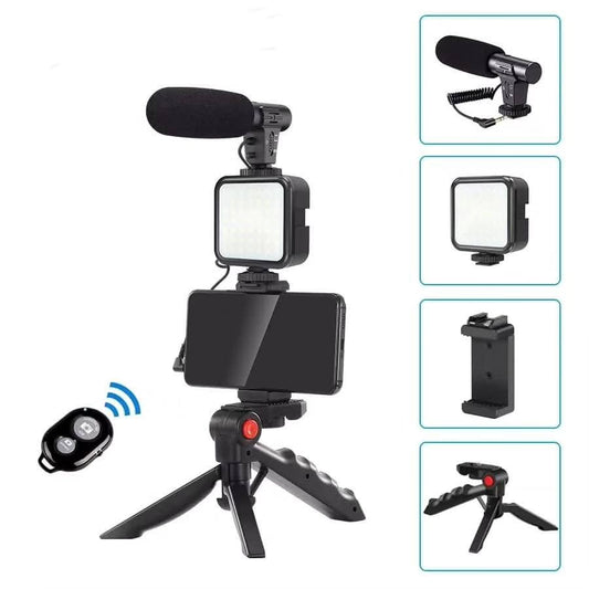 4 in 1 Vlog Kit Microphone Selfie Light Tripod Stand Mobile Holder