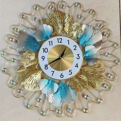 Wrought iron leaf wall clock