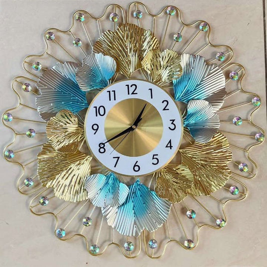Wrought iron leaf wall clock