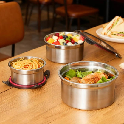 3 Pcs 304 Stainless Steel Leak Proof Lunch Box Set