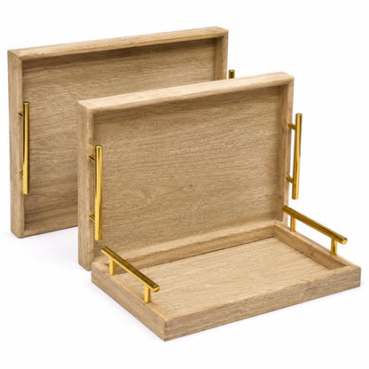 3Pcs Wooden Serving Tray Set