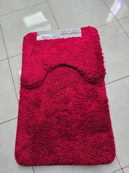 2Pcs  Plush bath mat set