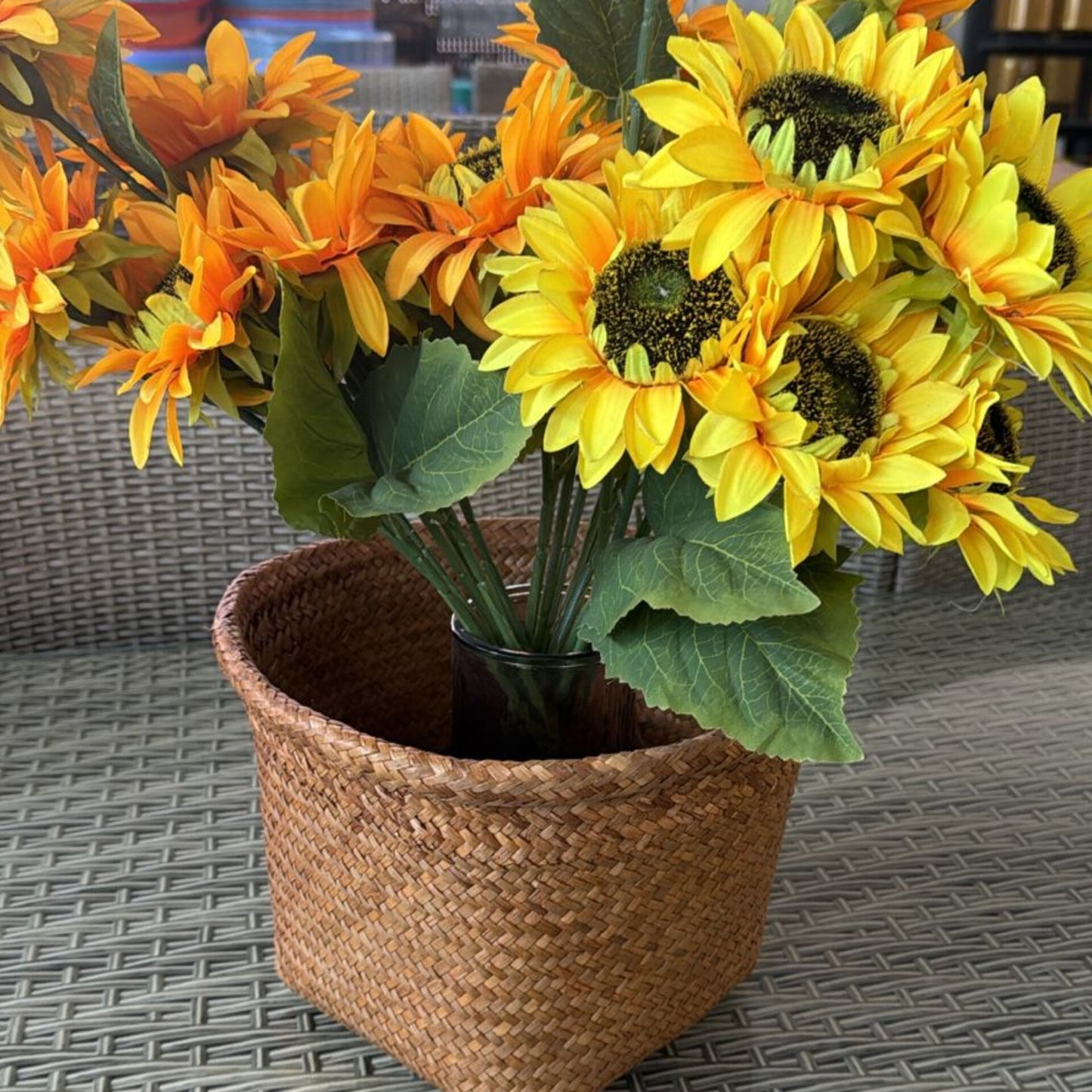 Woven Rattan Flower Storage Basket