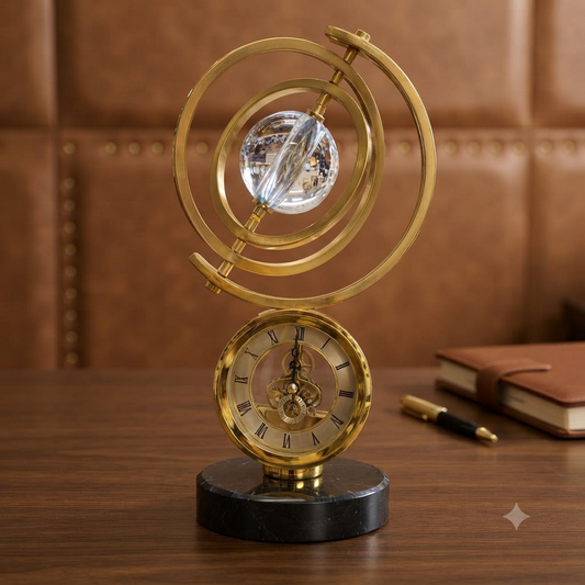 Marble Base Retro Gold Table Clock