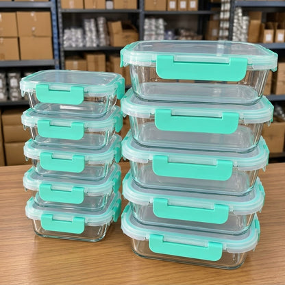 10 Piece Food Glass Fridge Meal Prep  Storage Container Set
