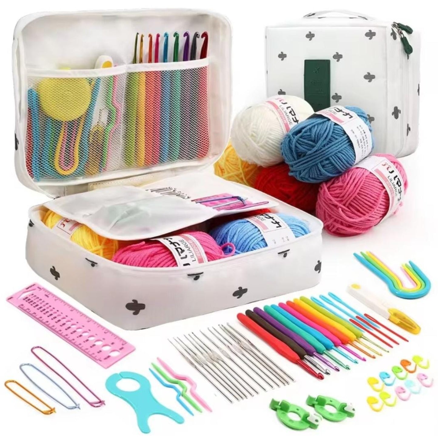 59 Piece Portable Crochet Hook and Accessory Set