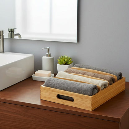 Bamboo Adjustable Multi Compartment Storage Tray