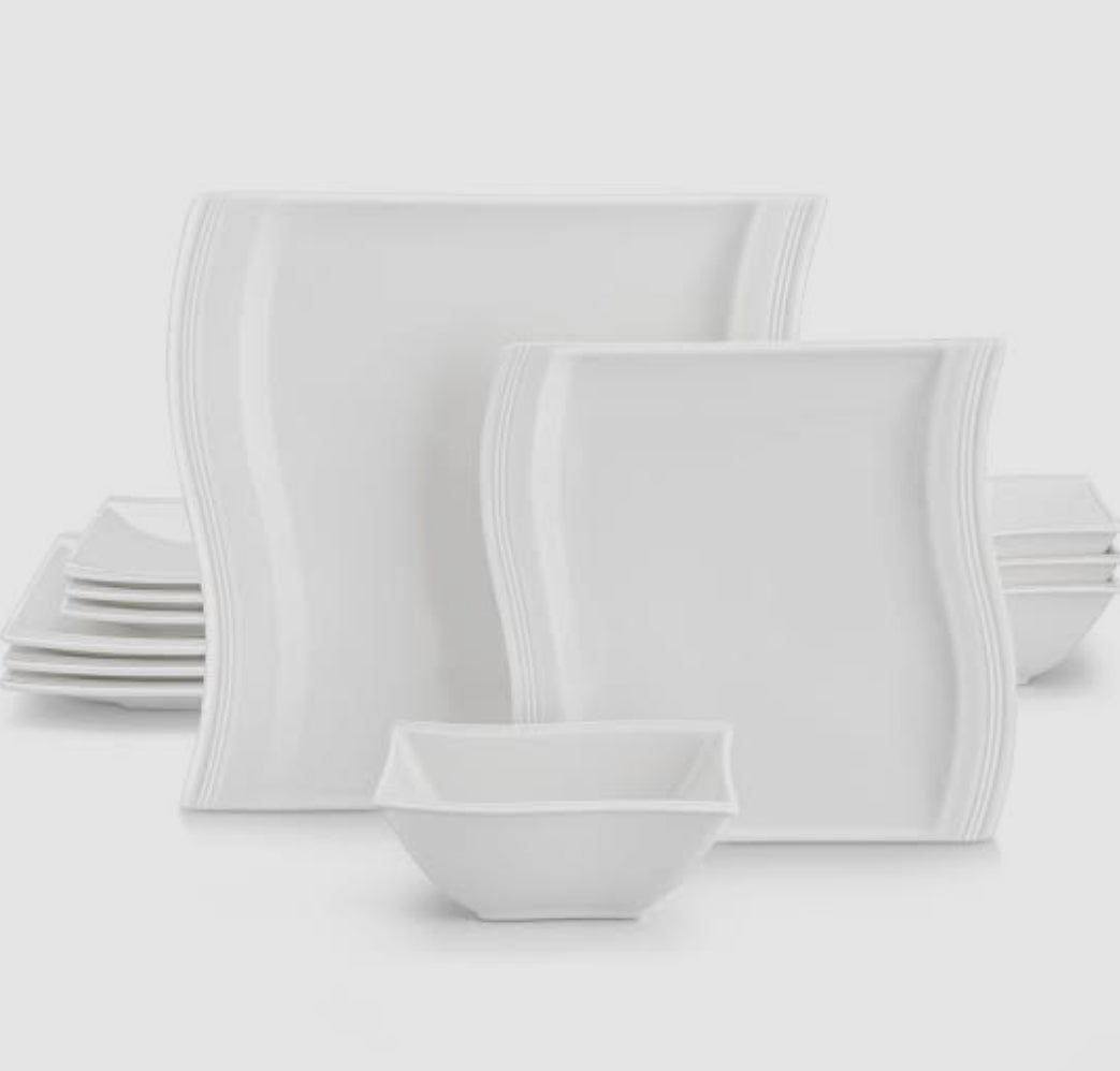 18Pcs striped square dinner set