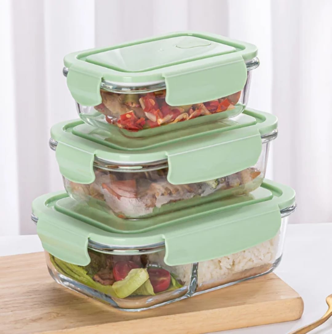 3Pc  glass airtight food containers set
