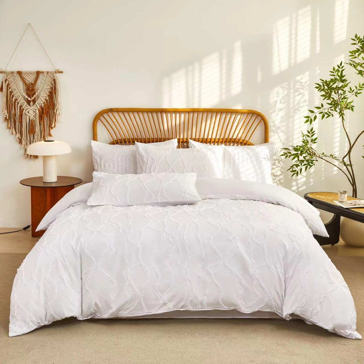 Tufted Geometric Duvet Cover Set