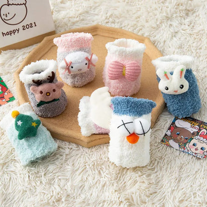 Winter coral fleece socks