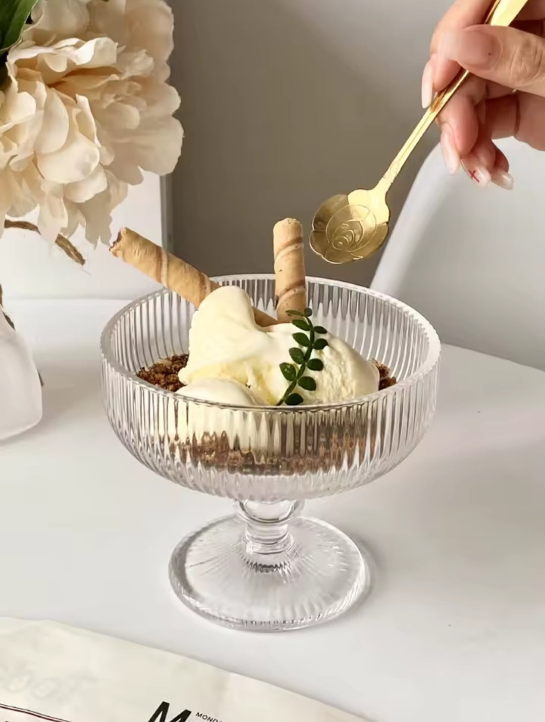 6Pc ribbed dessert glasses