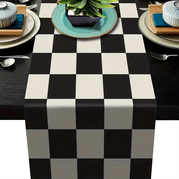 Geometric Stripe Linen Table Runner