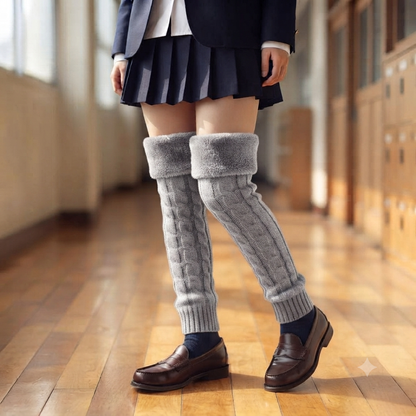 Fleece Lined Cable Knit Leg Warmers