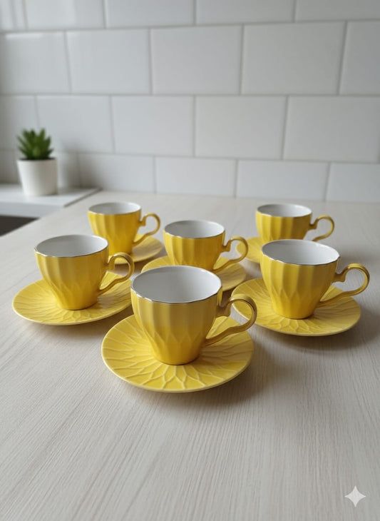 Coloured 1 cup and 1 saucer set