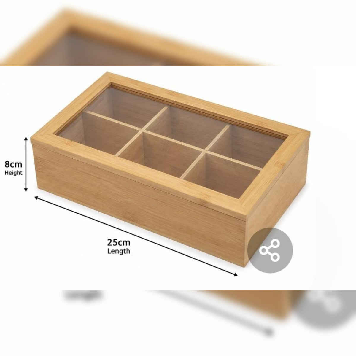 Wooden Tea Box Organizer 6 Compartments