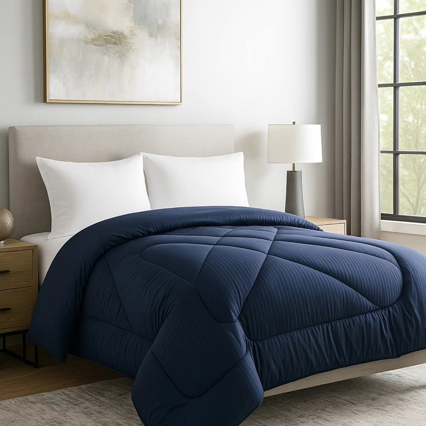 6*6 Striped binded duvet with sheet and cases