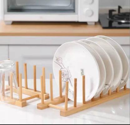 8 slot bamboo plate rack